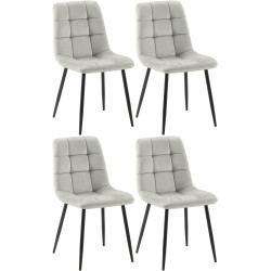 Juego de 4 sillas de comedor Tilde en terciopelo gris Juego de 4 sillas de comedor Tilde en terciopelo gris