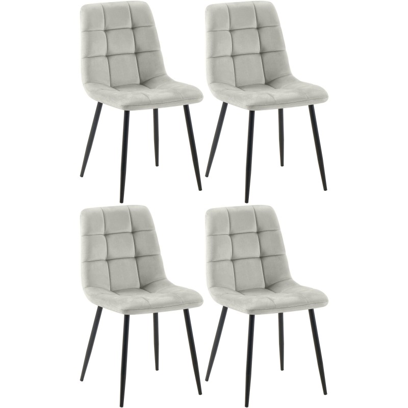 Juego de 4 sillas de comedor Tilde en terciopelo gris Juego de 4 sillas de comedor Tilde en terciopelo gris