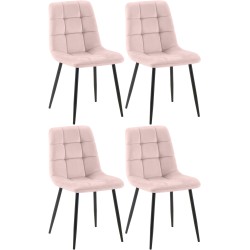 Juego de 4 sillas de comedor Tilde en terciopelo rosa Juego de 4 sillas de comedor Tilde en terciopelo rosa