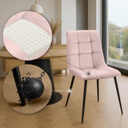 Juego de 4 sillas de comedor Tilde en terciopelo rosa Juego de 4 sillas de comedor Tilde en terciopelo rosa