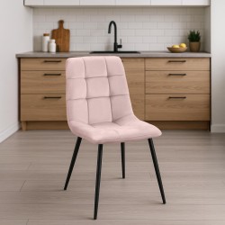 Juego de 4 sillas de comedor Tilde en terciopelo rosa Juego de 4 sillas de comedor Tilde en terciopelo rosa