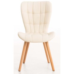 Juego de 4 sillas de comedor Elda, piel sintética color crema