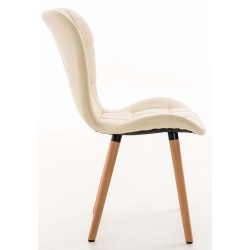Juego de 4 sillas de comedor Elda, piel sintética color crema