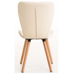 Juego de 4 sillas de comedor Elda, piel sintética color crema