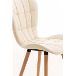 Juego de 4 sillas de comedor Elda, piel sintética color crema