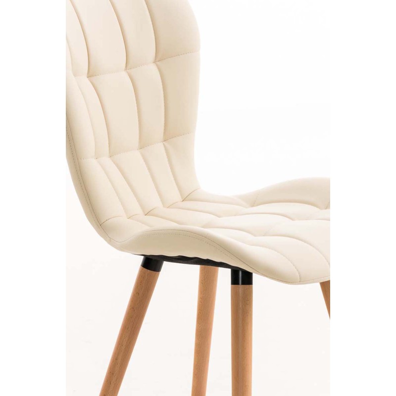 Juego de 4 sillas de comedor Elda, piel sintética color crema