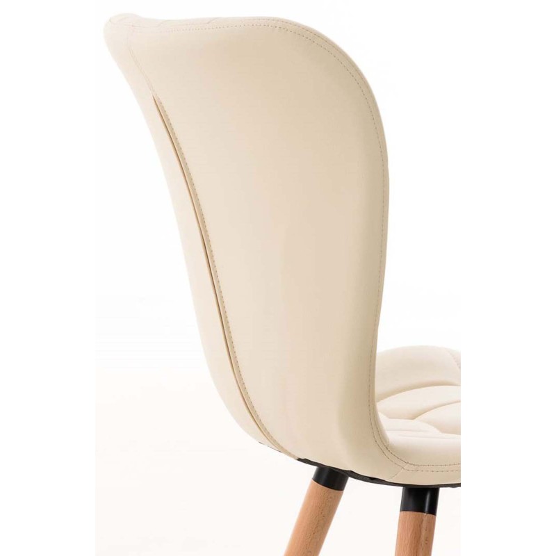 Juego de 4 sillas de comedor Elda, piel sintética color crema