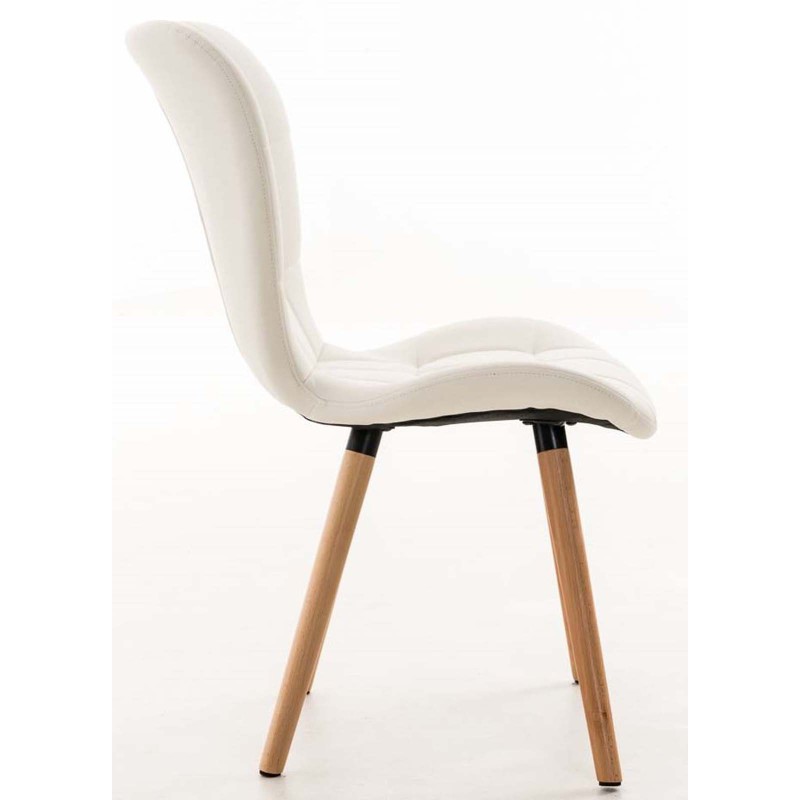 Juego de 4 sillas de comedor Elda de polipiel blanca