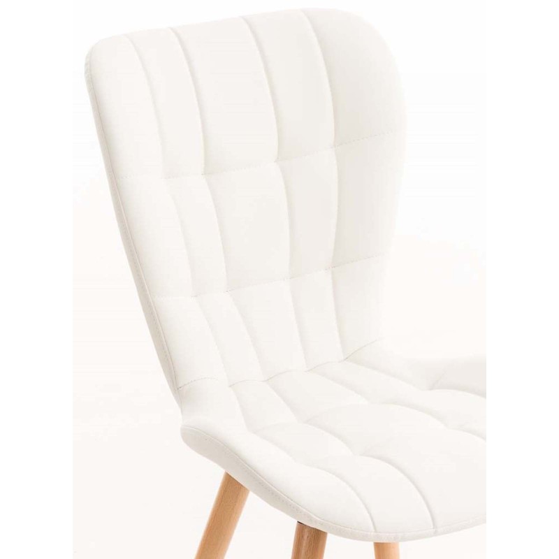 Juego de 4 sillas de comedor Elda de polipiel blanca