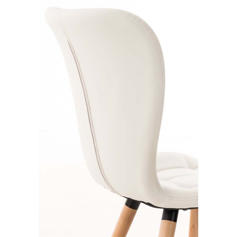 Juego de 4 sillas de comedor Elda de polipiel blanca