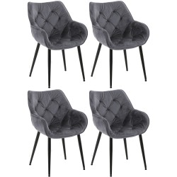 Juego de 4 sillas de terciopelo Tanna gris oscuro