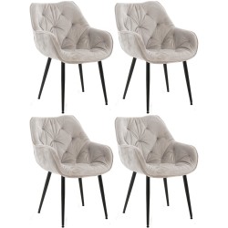 Conjunto de 4 sillas Tanna en terciopelo gris