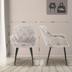 Conjunto de 4 sillas Tanna en terciopelo gris