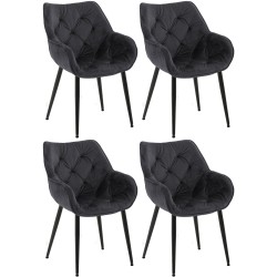 Conjunto de 4 sillas Tanna en terciopelo negro