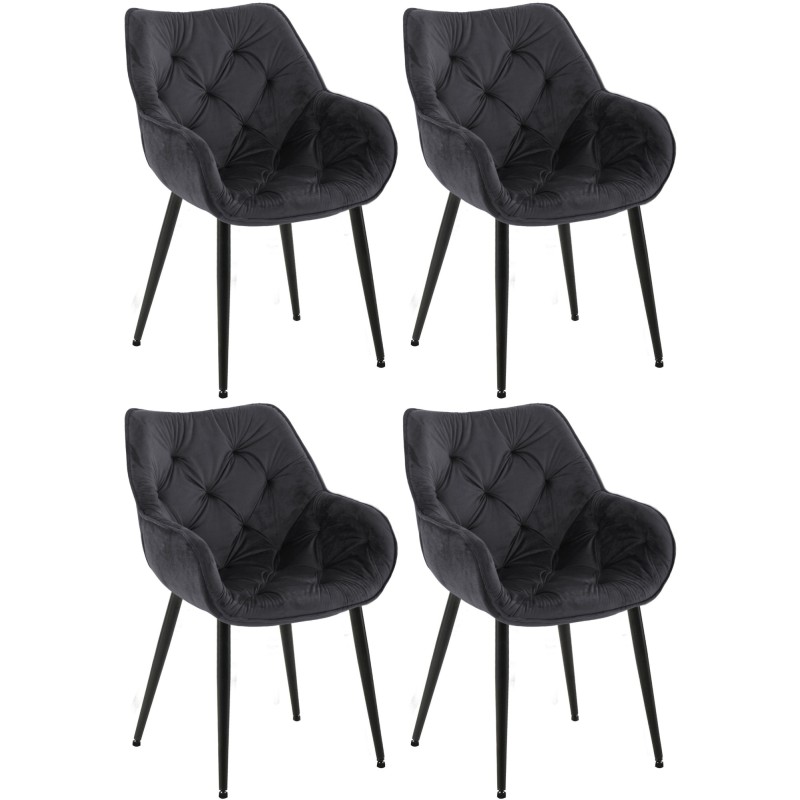 Conjunto de 4 sillas Tanna en terciopelo negro Conjunto de 4 sillas Tanna en terciopelo negro