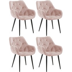Conjunto de 4 sillas Tanna en terciopelo rosa