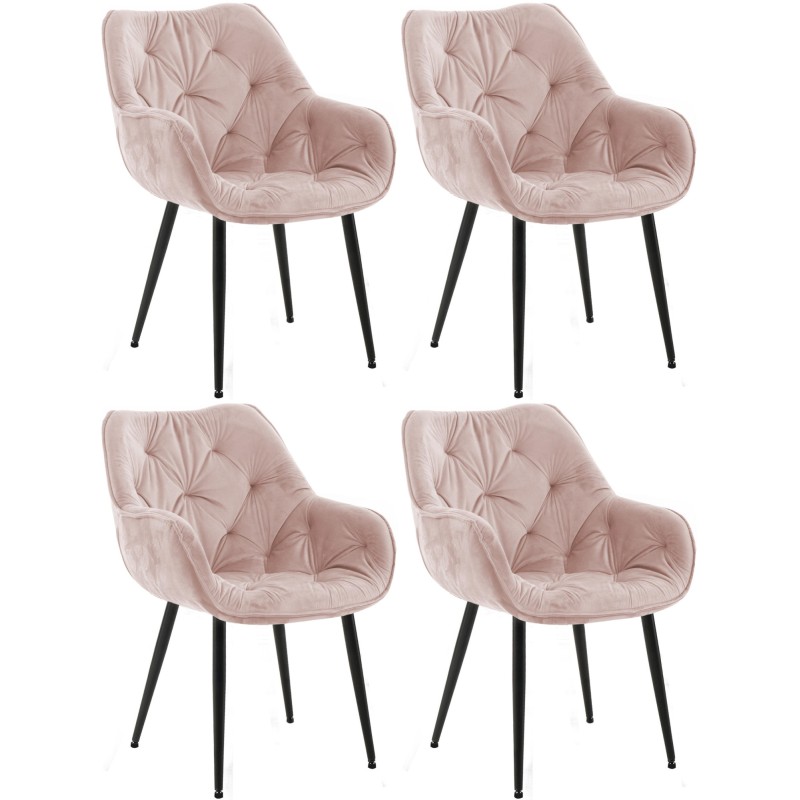 Conjunto de 4 sillas Tanna en terciopelo rosa Conjunto de 4 sillas Tanna en terciopelo rosa