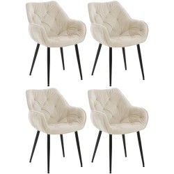 Conjunto de 4 sillas Tanna en terciopelo color crema