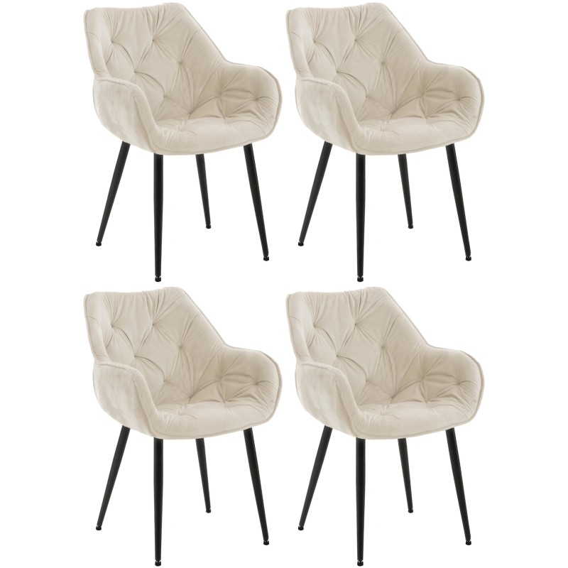 Conjunto de 4 sillas Tanna en terciopelo color crema Conjunto de 4 sillas Tanna en terciopelo color crema