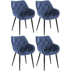 Conjunto de 4 sillas Tanna en terciopelo azul