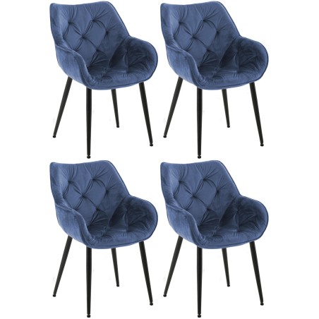 Conjunto de 4 sillas Tanna en terciopelo azul