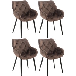 Conjunto de 4 sillas Tanna en terciopelo marrón