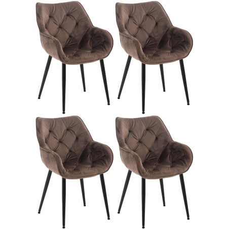 Conjunto de 4 sillas Tanna en terciopelo marrón