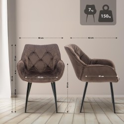 Conjunto de 4 sillas Tanna en terciopelo marrón