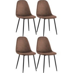 Juego de 4 sillas de comedor Napier, piel sintética marrón Juego de 4 sillas de comedor Napier, piel sintética marrón