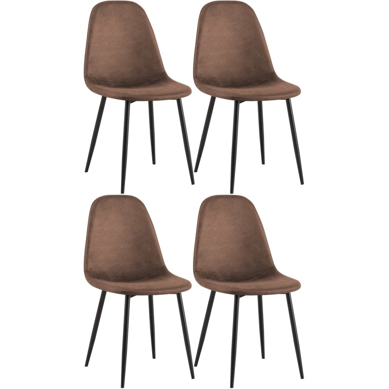 Juego de 4 sillas de comedor Napier, piel sintética marrón Juego de 4 sillas de comedor Napier, piel sintética marrón