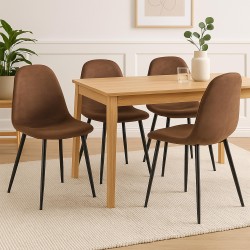 Juego de 4 sillas de comedor Napier, piel sintética marrón Juego de 4 sillas de comedor Napier, piel sintética marrón