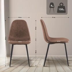 Juego de 4 sillas de comedor Napier, piel sintética marrón Juego de 4 sillas de comedor Napier, piel sintética marrón