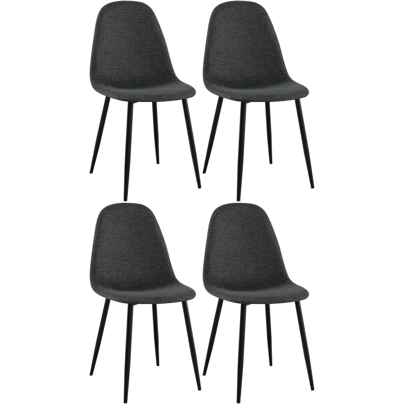 Juego de 4 sillas de comedor Napier de tela en color negro