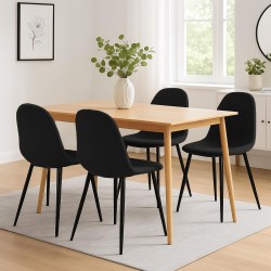 Juego de 4 sillas de comedor Napier de tela en color negro