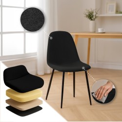 Juego de 4 sillas de comedor Napier de tela en color negro