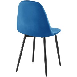 Juego de 4 sillas de comedor Napier de terciopelo azul