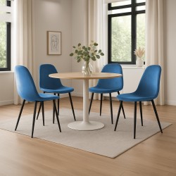 Juego de 4 sillas de comedor Napier de terciopelo azul Juego de 4 sillas de comedor Napier de terciopelo azul