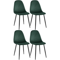 Juego de 4 sillas de comedor Napier de terciopelo verde Juego de 4 sillas de comedor Napier de terciopelo verde