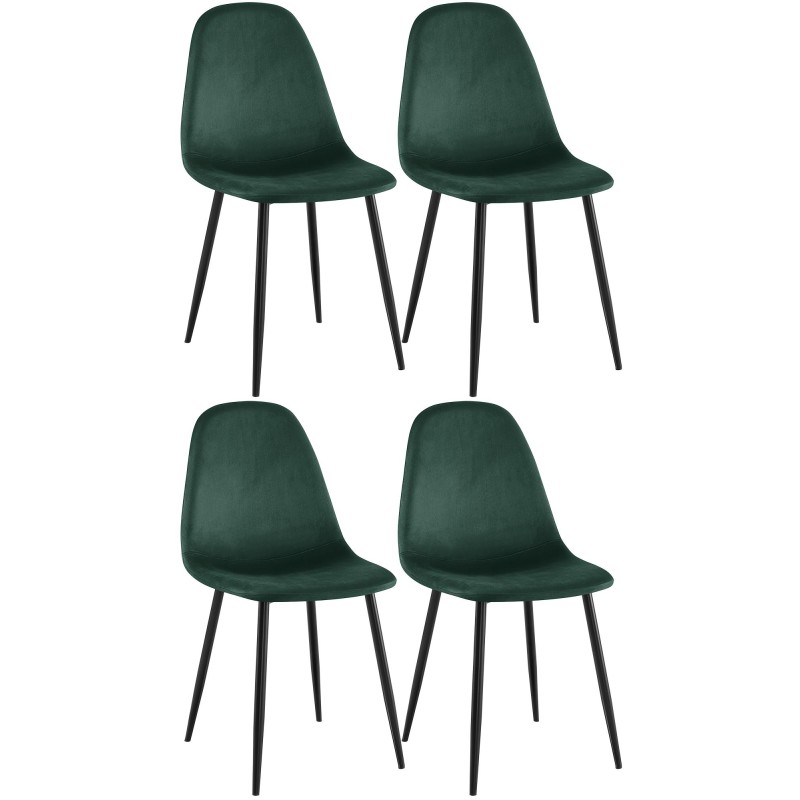 Juego de 4 sillas de comedor Napier de terciopelo verde