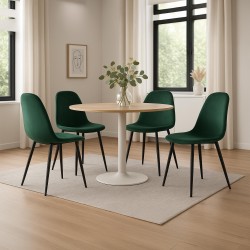 Juego de 4 sillas de comedor Napier de terciopelo verde Juego de 4 sillas de comedor Napier de terciopelo verde