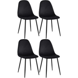 Juego de 4 sillas de comedor Napier en terciopelo negro Juego de 4 sillas de comedor Napier en terciopelo negro
