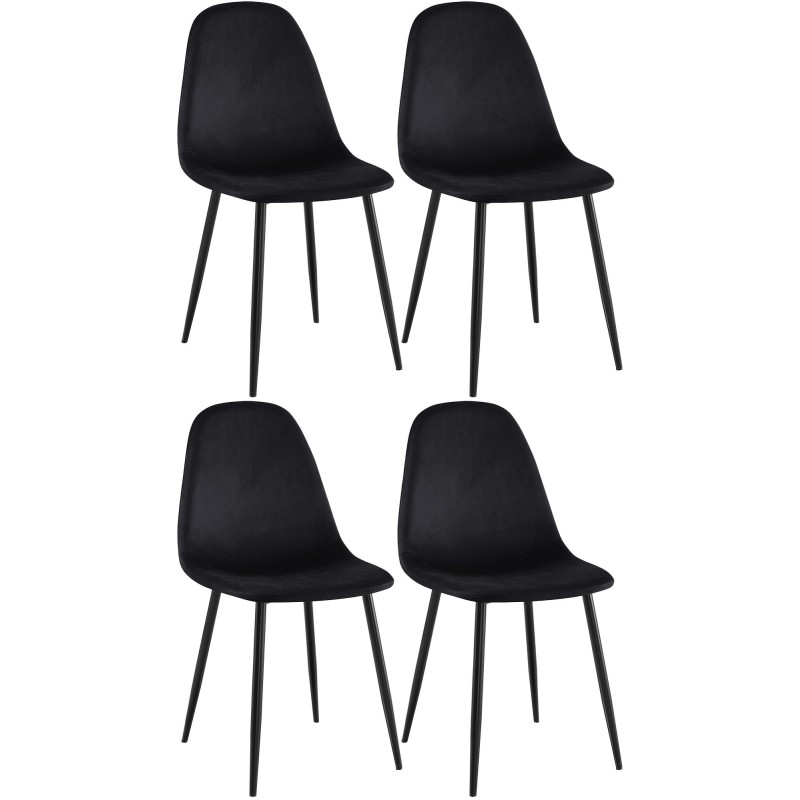 Juego de 4 sillas de comedor Napier en terciopelo negro