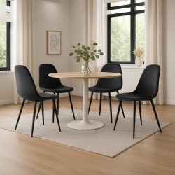 Juego de 4 sillas de comedor Napier en terciopelo negro Juego de 4 sillas de comedor Napier en terciopelo negro