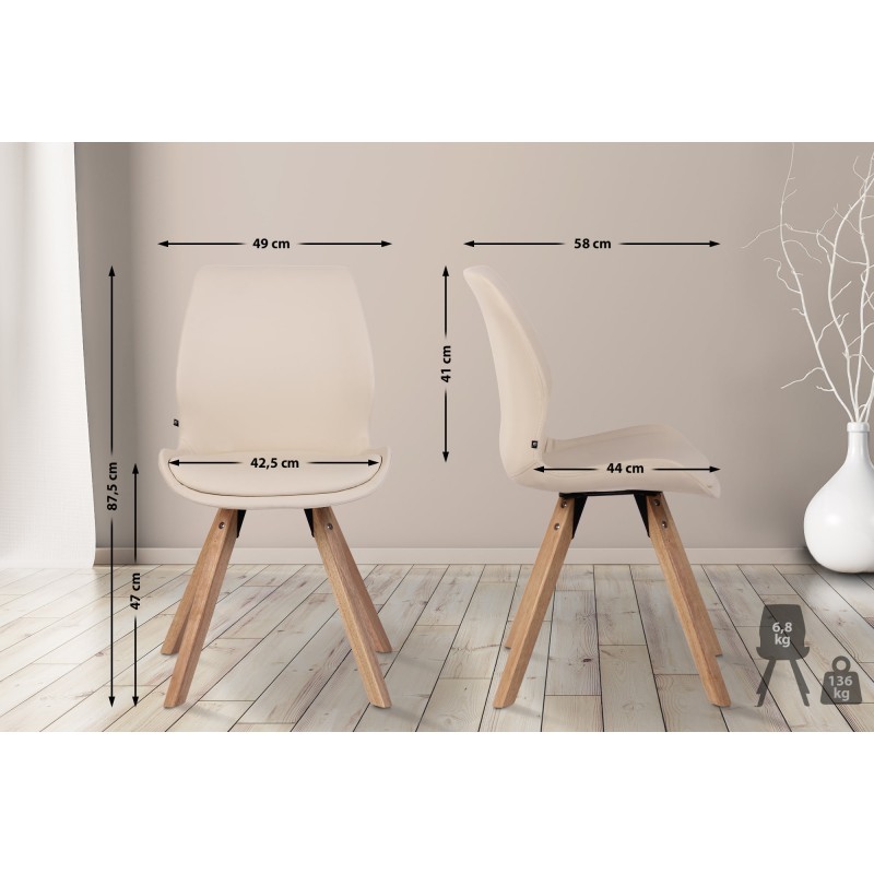 Silla Luna, polipiel color crema