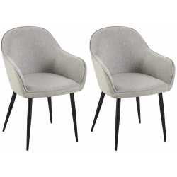 Juego de 2 sillas de comedor en tela Boise gris