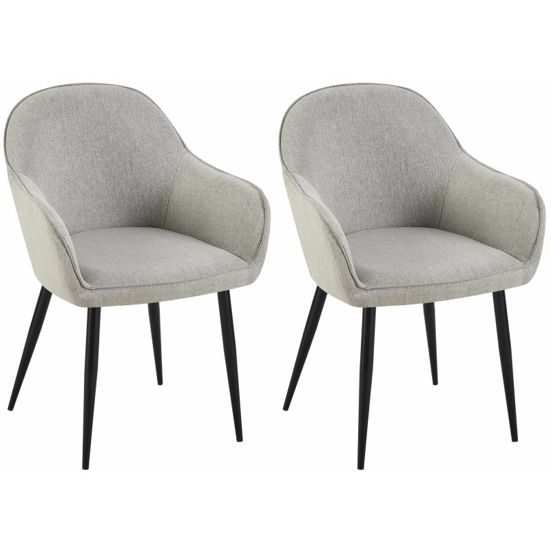 Juego de 2 sillas de comedor en tela Boise gris Juego de 2 sillas de comedor en tela Boise gris