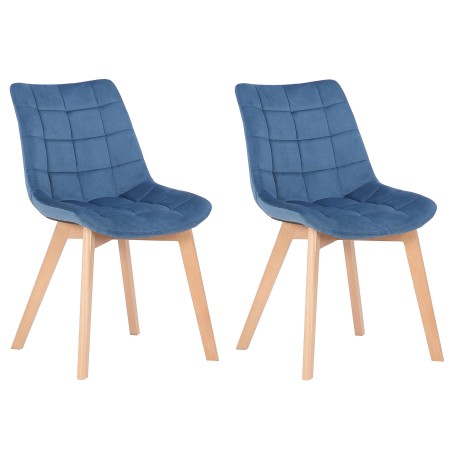 Juego de 2 sillas de comedor Passaic en terciopelo azul
