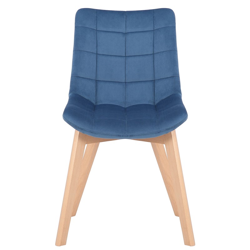 Juego de 2 sillas de comedor Passaic en terciopelo azul