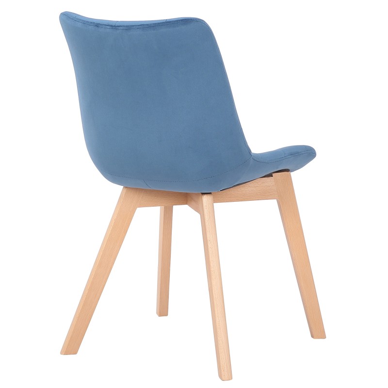Juego de 2 sillas de comedor Passaic en terciopelo azul