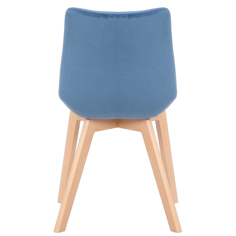 Juego de 2 sillas de comedor Passaic en terciopelo azul